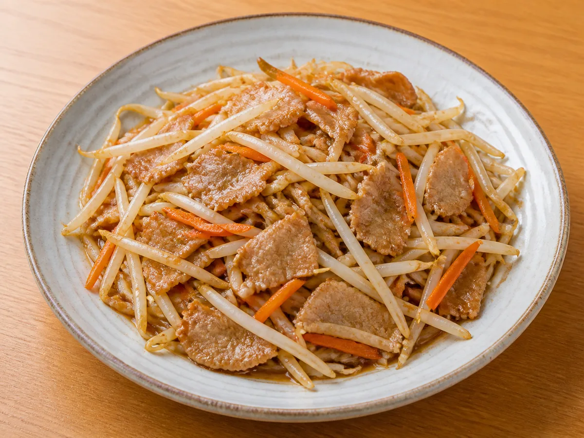 豚肉ともやしの味噌炒めの完成写真