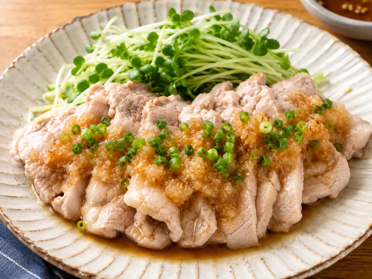 レンジ蒸し豚の完成写真
